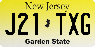 NJ license plate J21TXG