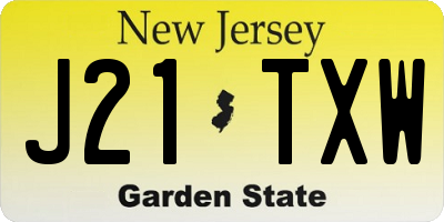 NJ license plate J21TXW