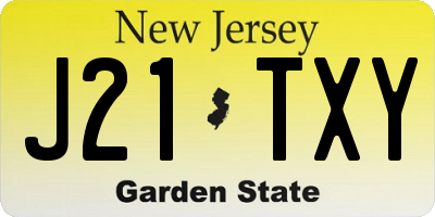 NJ license plate J21TXY