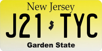 NJ license plate J21TYC