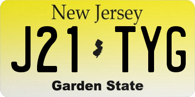 NJ license plate J21TYG