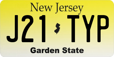 NJ license plate J21TYP
