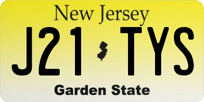 NJ license plate J21TYS