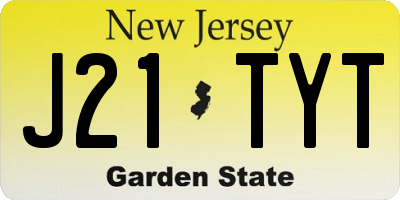 NJ license plate J21TYT