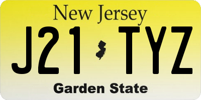 NJ license plate J21TYZ