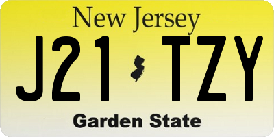 NJ license plate J21TZY