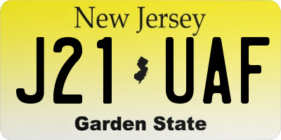 NJ license plate J21UAF