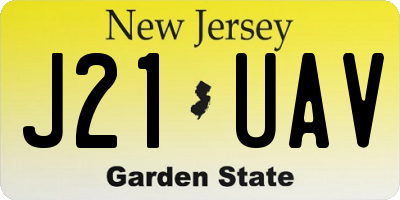 NJ license plate J21UAV