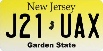 NJ license plate J21UAX