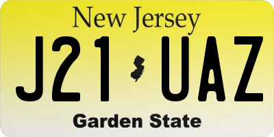 NJ license plate J21UAZ