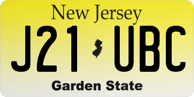 NJ license plate J21UBC