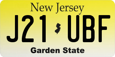 NJ license plate J21UBF