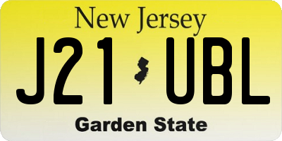 NJ license plate J21UBL