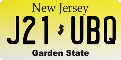 NJ license plate J21UBQ