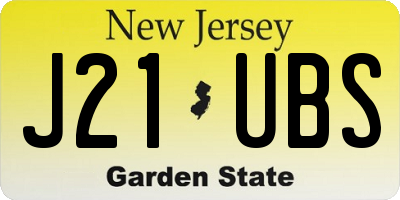 NJ license plate J21UBS