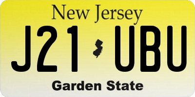NJ license plate J21UBU