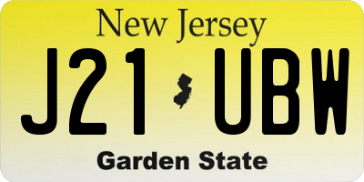 NJ license plate J21UBW