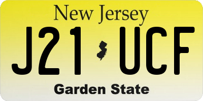NJ license plate J21UCF