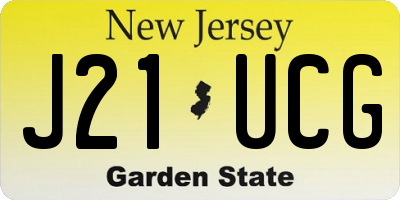 NJ license plate J21UCG