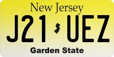 NJ license plate J21UEZ