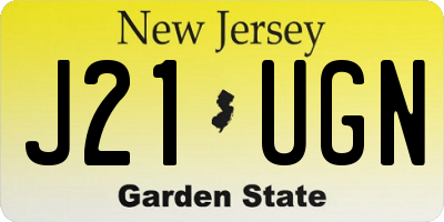 NJ license plate J21UGN