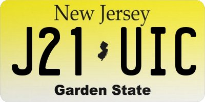 NJ license plate J21UIC