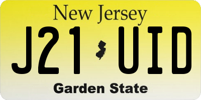 NJ license plate J21UID