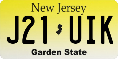NJ license plate J21UIK