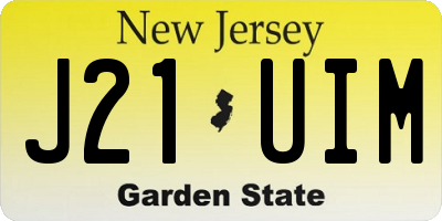 NJ license plate J21UIM