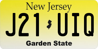 NJ license plate J21UIQ