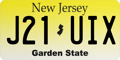 NJ license plate J21UIX