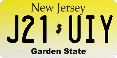 NJ license plate J21UIY