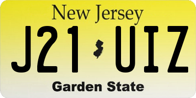 NJ license plate J21UIZ