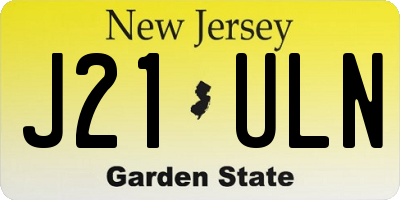 NJ license plate J21ULN