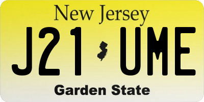 NJ license plate J21UME
