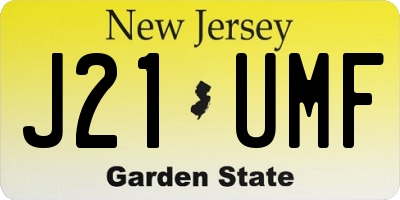 NJ license plate J21UMF