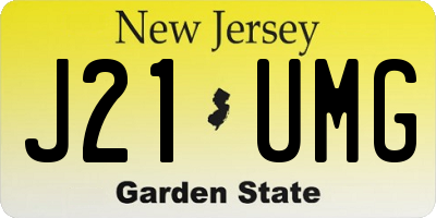 NJ license plate J21UMG