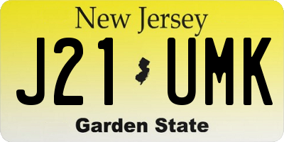 NJ license plate J21UMK