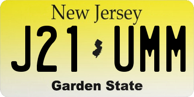 NJ license plate J21UMM