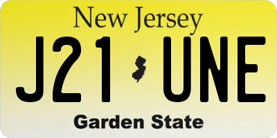 NJ license plate J21UNE