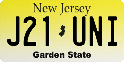 NJ license plate J21UNI