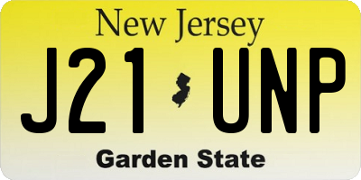 NJ license plate J21UNP