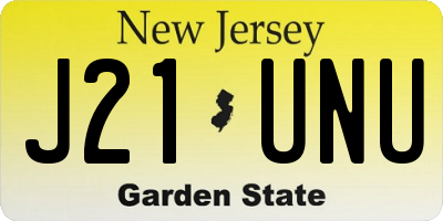 NJ license plate J21UNU