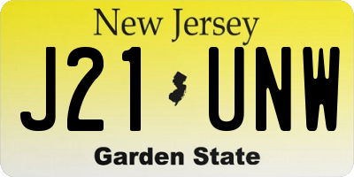 NJ license plate J21UNW