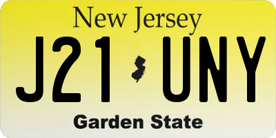 NJ license plate J21UNY