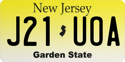 NJ license plate J21UOA