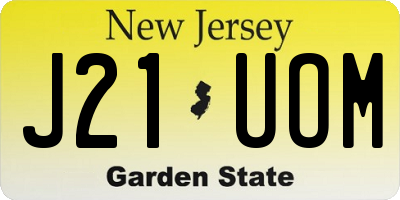 NJ license plate J21UOM