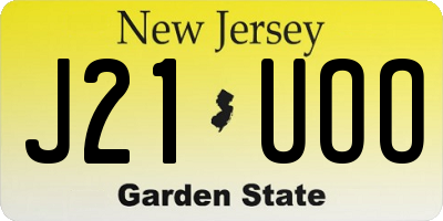 NJ license plate J21UOO