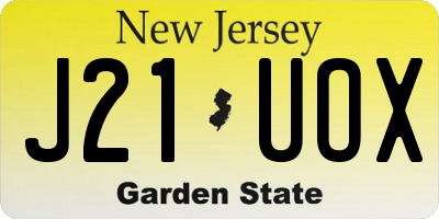 NJ license plate J21UOX