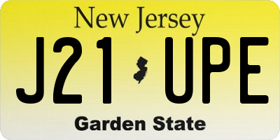 NJ license plate J21UPE